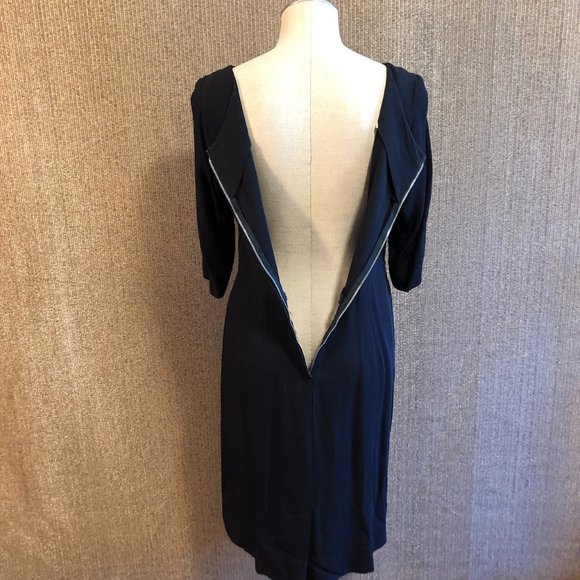 Antique Black Dress With Beaded Upper Bodice, Zippered Back and 3/4 Sleeves - Picture 7 of 16